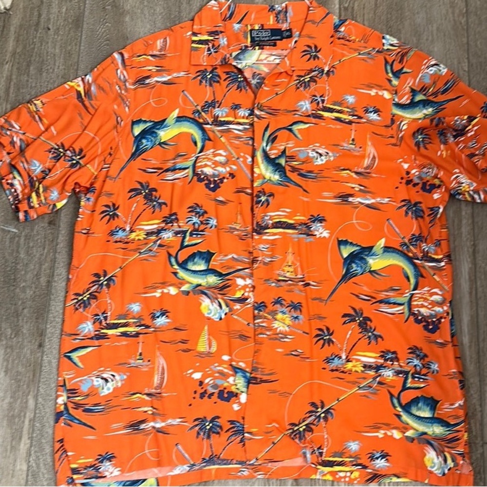 Ralph Lauren Orange Marlin Print Shirt